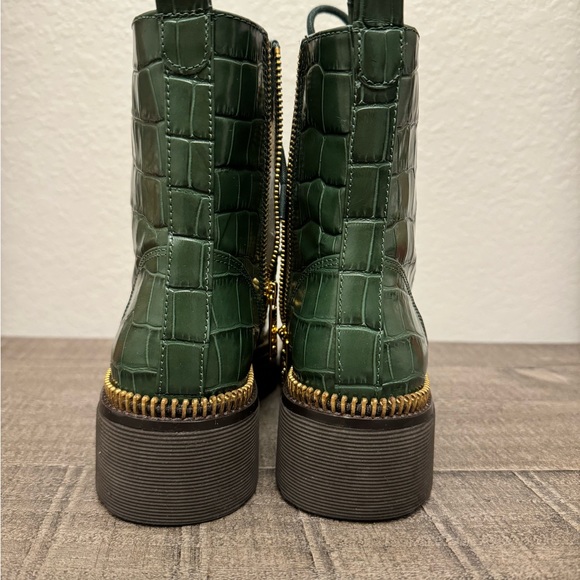 Michael Kors Croc Embossed Leather Combat Boots, NWT - Picture 4 of 5